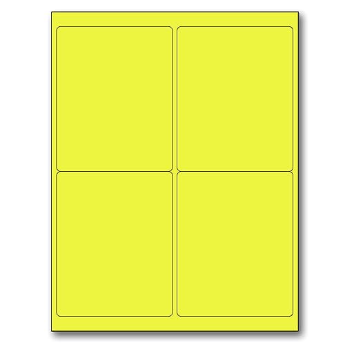 NextDayLabels - 8-1/2 x 11 Neon Color High Light Fluorescent Labels for Laser & Inkjet Printer (Yellow Fluorescent, 4 x 5-4 Per Page | 400 Labels)