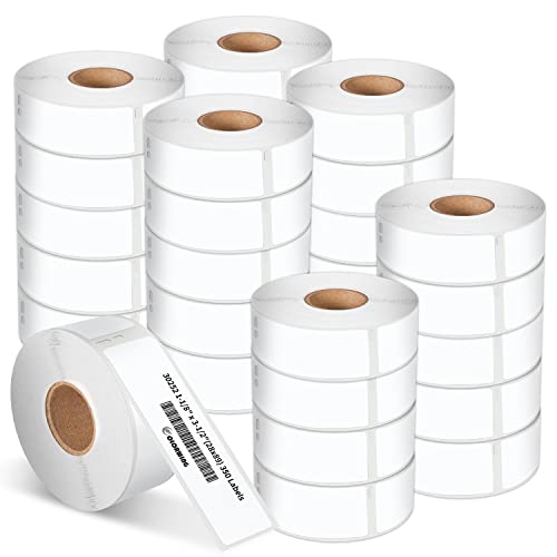 COLORWING 1-1/8" x 3-1/2" LW 30252 Barcode/Address/Shipping Label Refills, Compatible with Dymo Label Writer 450, 450 Turbo, 4XL, 400 Printers, 28mm x 89mm [30 Rolls/10500 Labels]