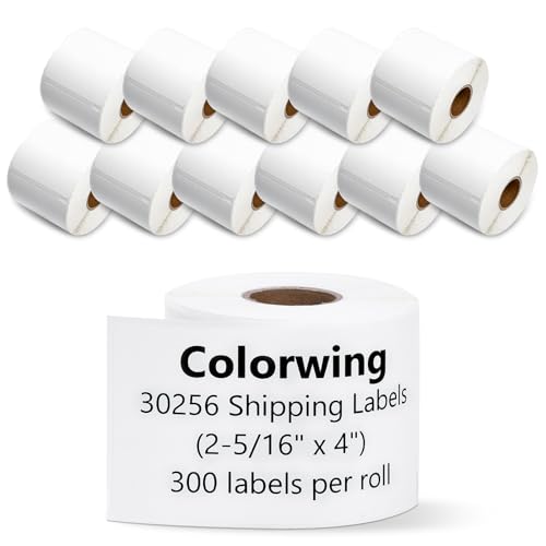 COLORWING a30256 Label Compatible with Dymo 30256 (2-5/16" x 4") LW Large White Shipping Labels 59 mm x 102 mm for Label Writer 450 Twin Turbo and Rollo Printers, 12 Rolls