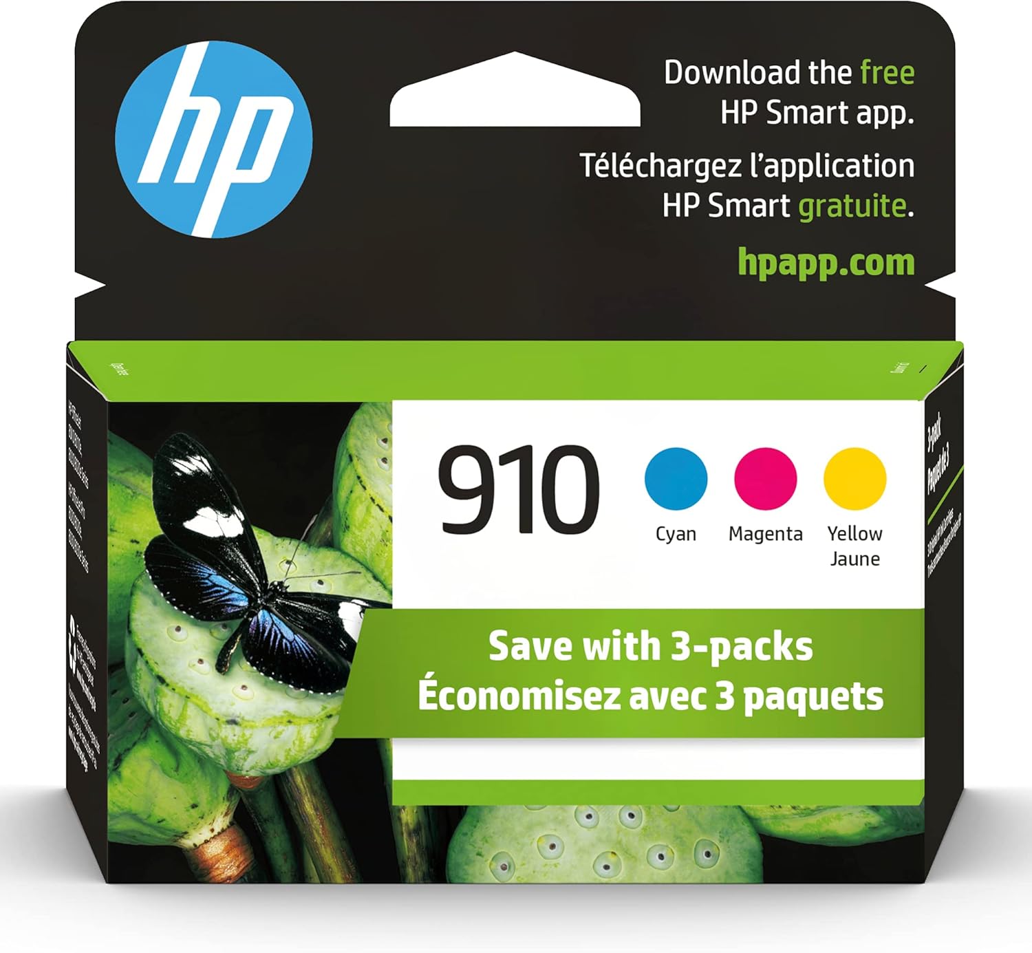 HP 910 Cyan, Magenta, Yellow Ink Cartridges Printers (3-Pack) | Works with Printer Series: OfficeJet 8010, 8020 Series, OfficeJet Pro 8020, 8030 | Eligible for Instant Ink | 3YN97AN
