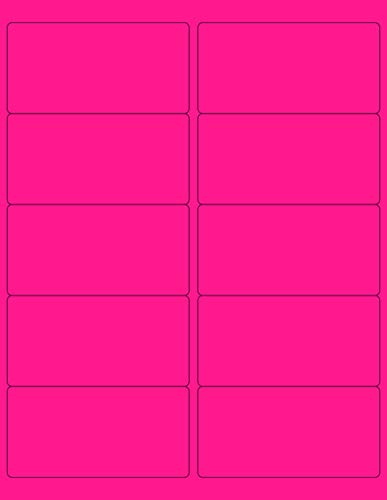 NextDayLabels - 8-1/2 x 11 Neon Color High Light Fluorescent Labels for Laser & Inkjet Printer (Pink Fluorescent, 4 x 2" 10 Per Page | 1000 Labels)