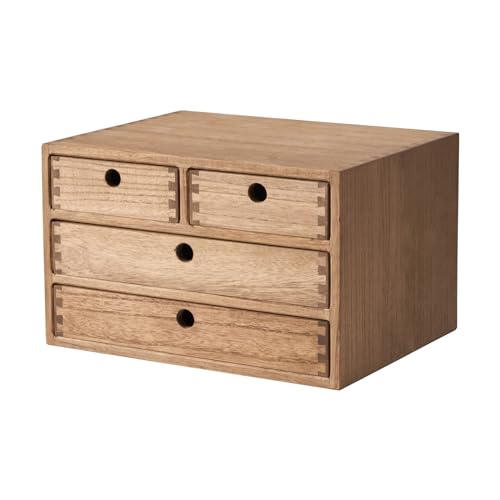 KIRIGEN Wood Desktop Storage Cabinet/Workspace Document Office Necessity Organizer with 4 Drawers/Home,Office Letter Mail Sorter with 3 Levels/Hold Makeup Box (BR, 3-Layer &4 Drawers)