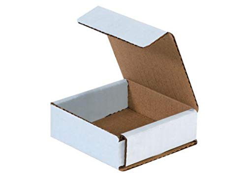 Secure Seal Shipping Boxes - 3x3x1" Mailers - White Foldable Corrugated Cardboard Packaging for Mailing, Moving, Storage, and Organizing - Strong Lightweight Foldable (Bulk 100 Pack)