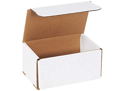 Secure Seal Shipping Boxes - 6x4x3" Mailers - White Foldable Corrugated Cardboard Packaging for Mailing, Moving, Storage, and Organizing - Strong Lightweight Foldable (Bulk 50 Pack)