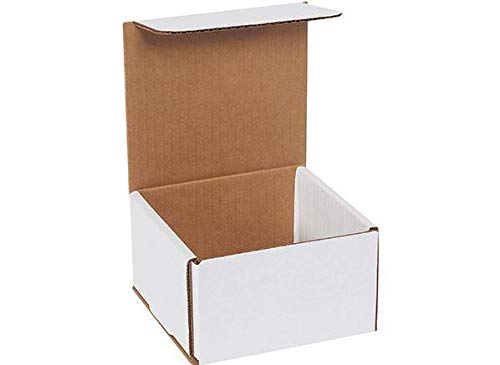 Secure Seal Shipping Boxes - 5x5x3" Mailers - White Foldable Corrugated Cardboard Packaging for Mailing, Moving, Storage, and Organizing - Strong Lightweight Foldable (Bulk 50 Pack)