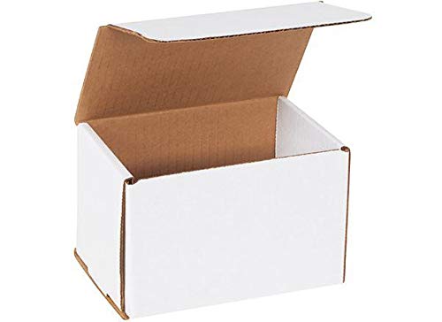 Secure Seal Shipping Boxes - 6x4x4" Mailers - White Foldable Corrugated Cardboard Packaging (Bulk 50 Pack)