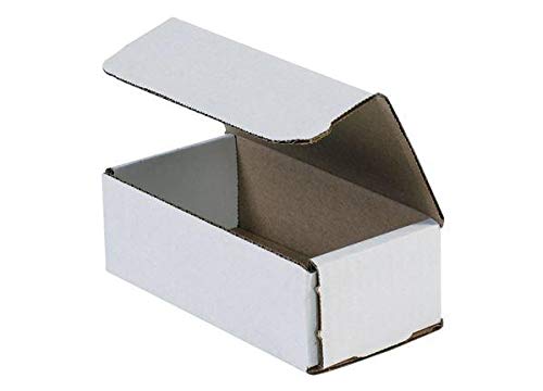 Secure Seal Shipping Boxes - 6x3x2" Mailers - White Foldable Corrugated Cardboard Packaging for Mailing, Moving, Storage, and Organizing - Strong Lightweight Foldable (Bulk 100 Pack)