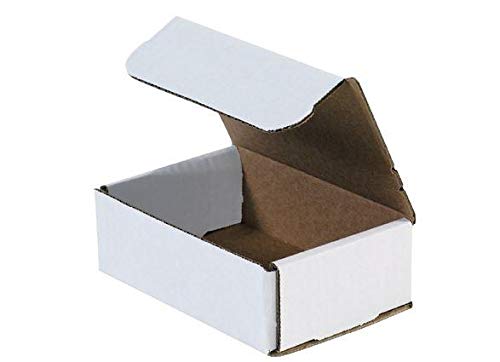Secure Seal Shipping Boxes - 6x4x2" Mailers - White Foldable Corrugated Cardboard Packaging for Mailing, Moving, Storage, and Organizing - Strong Lightweight Foldable (Bulk 100 Pack)