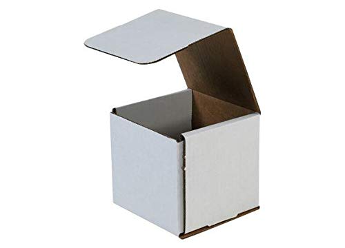 Secure Seal Shipping Boxes - 5x5x5" Mailers - White Foldable Corrugated Cardboard Packaging (Bulk 50 Pack)