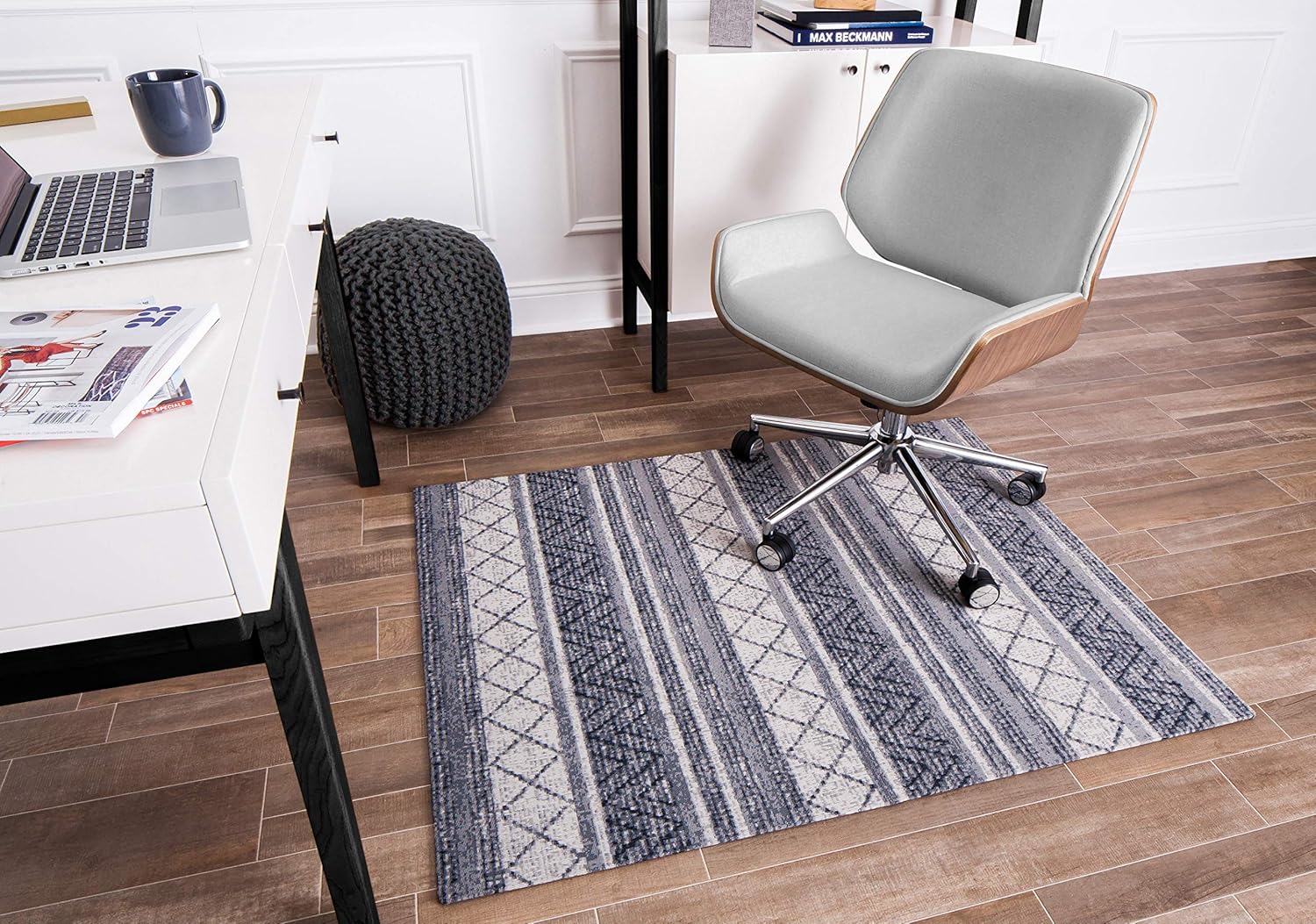 Anji Mountain Rugd Office Chair Mat for Carpet & Hardwood Floor  Jacquard Woven Top, Anti-Slip Backing, Low Pile, Floor Protector Desk Chair Mat, Office Rugs for Rolling Chairs (36 x 48)