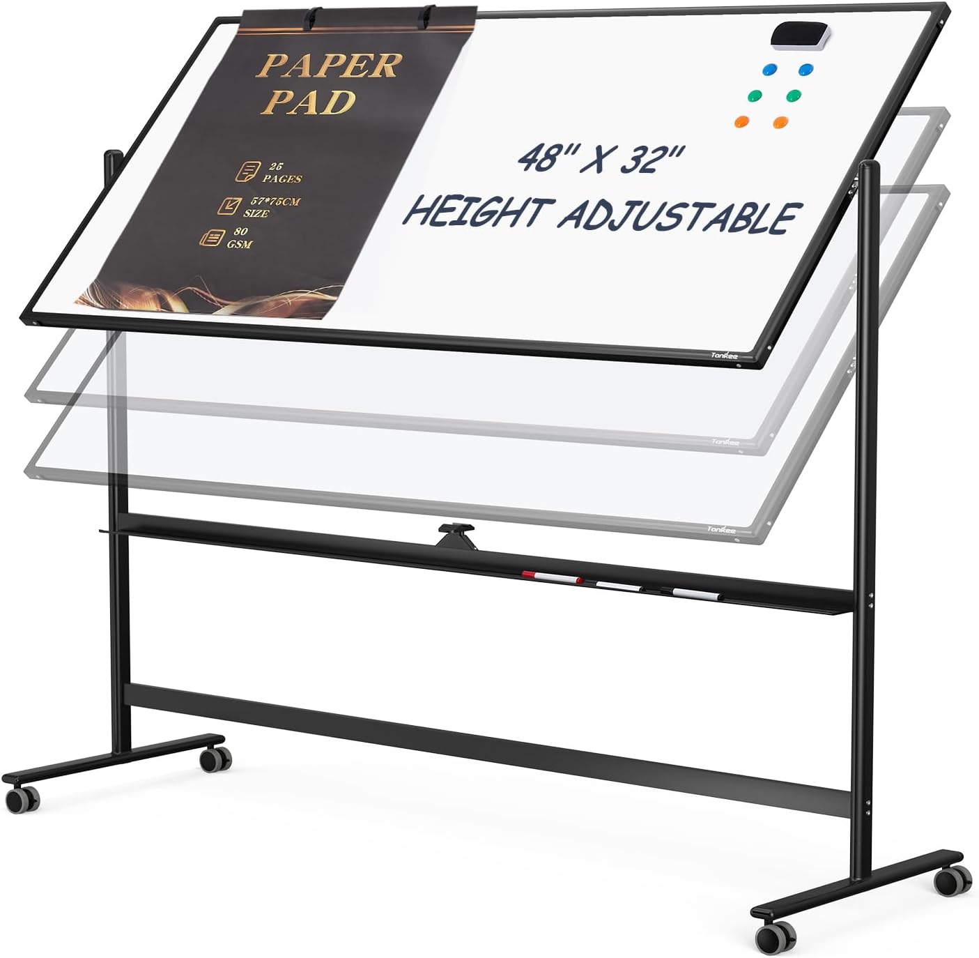 Tankee 48" x 32" Premium Mobile Whiteboard