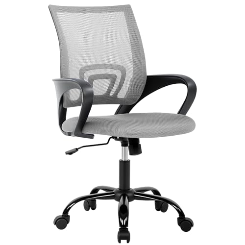 BestOffice Office Chair Ergonomic Cheap Desk Chair Mesh Computer Chair Lumbar Support Modern Executive Adjustable Stool Rolling Swivel Chair for Back Pain (Grey)