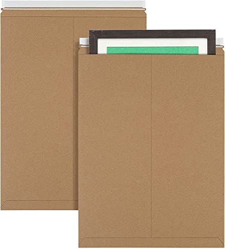 Natural Brown Kraft Rigid Mailers, 18 x 24 Inches. Pack of 5 Paperboard Envelopes. Sturdy Stay Flat Mailers with Self-Seal Closure. Recyclable Hard Envelopes for Mailing. Stayflat Mailer