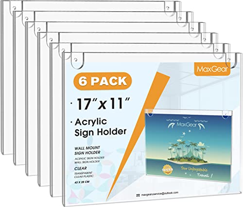 MaxGear Acrylic Sign Holder 11 x 17 Inch (6 Pack)