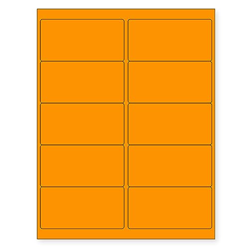 NextDayLabels - 8-1/2 x 11 Neon Color High Light Fluorescent Labels for Laser & Inkjet Printer (Orange Fluorescent, 4 x 2-10 Per Page | 1000 Labels)