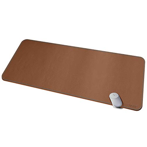 CENNBIE Leather Desk Mat, 47.2"x19.6", Extended Gaming Mouse Pad/Office Computer Mat, Waterproof (Brown)