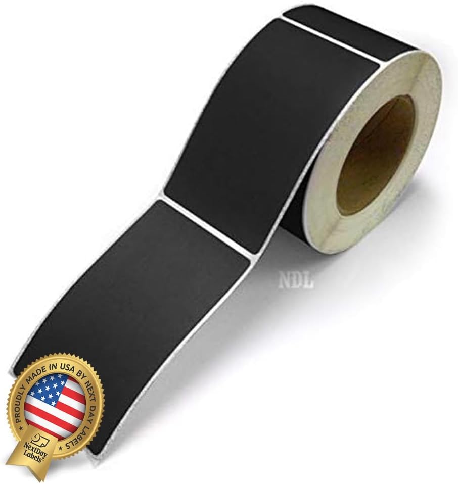 NextDayLabels 3" x 5" Black Rectangle Stickers