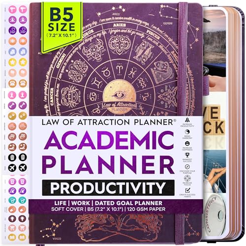 Academic Planner 2025-2026 - Weekly and Monthly Planner to Increase Productivity & Happiness | Daily Manifestation Journal | Goal, Gratitude Journal & Stickers | Dated from July 2025 - July 2026