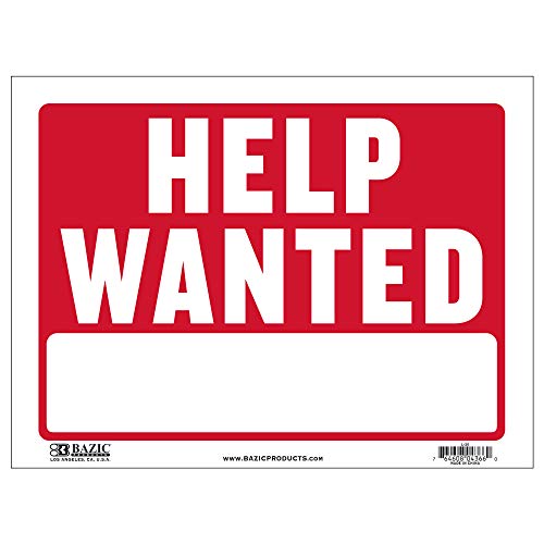 BAZIC Help Wanted Sign 12"x16"