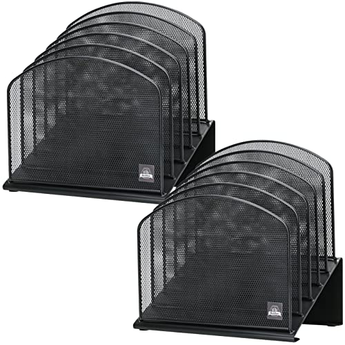 2 Pack Inclined Desk File Organizer, 5 Slot Desktop File Folder Holder Document Holder Sorter Organization and Accessories for Office School Classroom