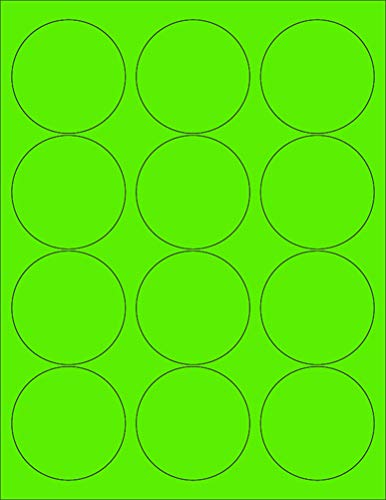 2.5" Neon Green Circle Labels