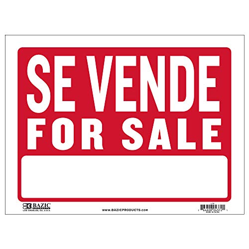 BAZIC Products Se Vende Sign 12"x16" Spanish For Sale Yard Sale Garage Sale Retail Store Business, Waterproof Indoor Advertising Signage, 24-Pack