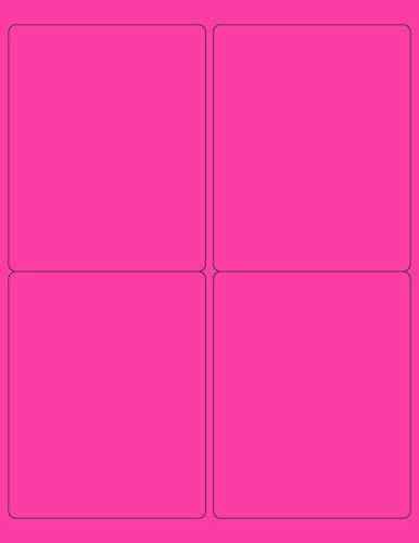 8-1/2 x 11" Neon Color High Light Fluorescent Labels (Pink, 4 x 5")