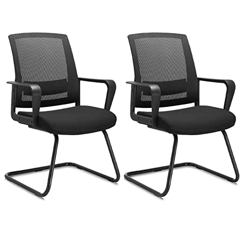 CLATINA Office Guest Chair with Lumbar Support and Mid Back Mesh Space Air Grid Series for Reception Conference Room 2 Pack