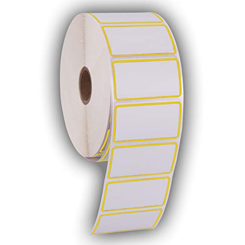 2.25" X 1.25" Direct Thermal Perforated Stickers Labels for Barcodes, Address, Consignment - Compatible with Zebra, Rollo, Godex and More (Yellow Border, 6 Rolls)