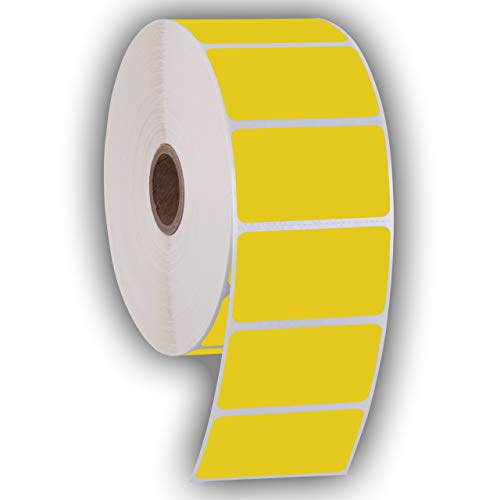 2.25" X 1.25" Direct Thermal Perforated Stickers Labels for Barcodes, Address, Consignment - Compatible with Zebra, Rollo, Godex and More (Yellow, 6 Rolls)