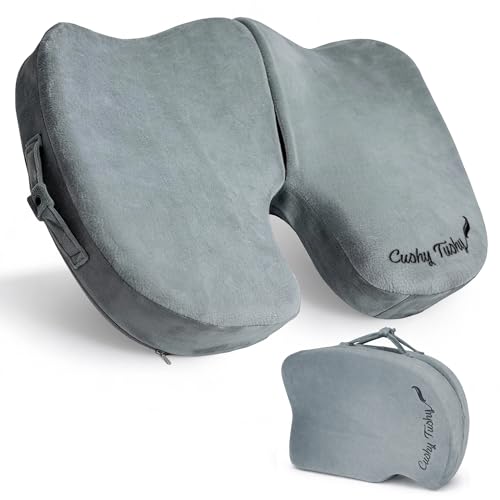 Premium Foldable Travel Seat Cushion - for Relief of Lower Back, Sciatic, Butt and Tailbone Pain - for Home & Office Use, Perfect for Travel or Driving - Coccyx Seat Cushion