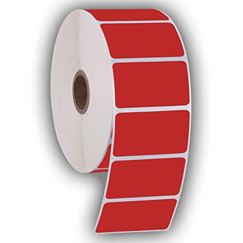 2.25" X 1.25" Direct Thermal Perforated Stickers Labels for Barcodes, Address, Consignment - Compatible with Zebra, Rollo, Godex and More (RED, 6 Rolls)
