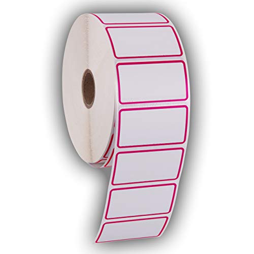 2.25" X 1.25" Direct Thermal Perforated Stickers Labels for Barcodes, Address, Consignment - Compatible with Zebra, Rollo, Godex and More (RED Border, 12 Rolls)