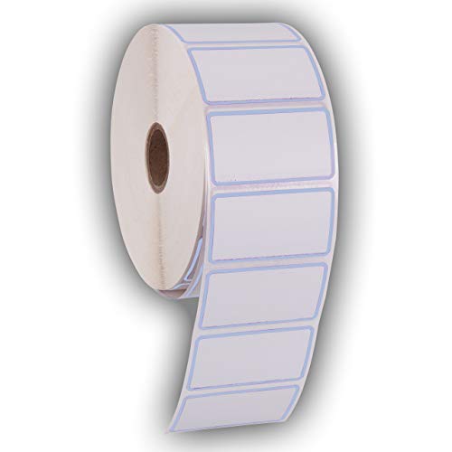 2.25" X 1.25" Direct Thermal Perforated Stickers Labels for Barcodes, Address, Consignment - Compatible with Zebra, Rollo, Godex and More (Blue Border, 6 Rolls)