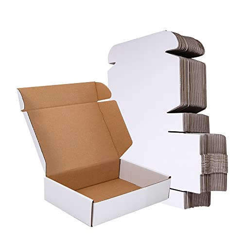 50 Pack 9x6x2'' Small Shipping Boxes, Corrugated Cardboard Mailers for Business, White (CM962)