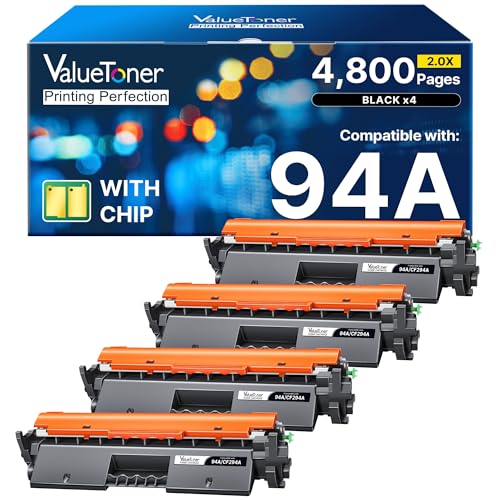 Valuetoner Compatible Toner Cartridge Replacement for HP 94A Toner Cartridge Black CF294A to use with Laserjet Pro MFP M148dw, M148fdw, M118dw, M149fdw, Laserjet M148, M118, M149(Black, 4 Pack)