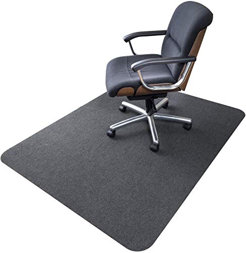 SALLOUS Chair Mat for Hard Floors, 63"x51" Large Office Chair Mat for Hardwood Surface, Multi-Purpose Floor Protector for Chairs, Low-Pile Desk Rug for Home Office, Rolled Packaging, Dark Grey
