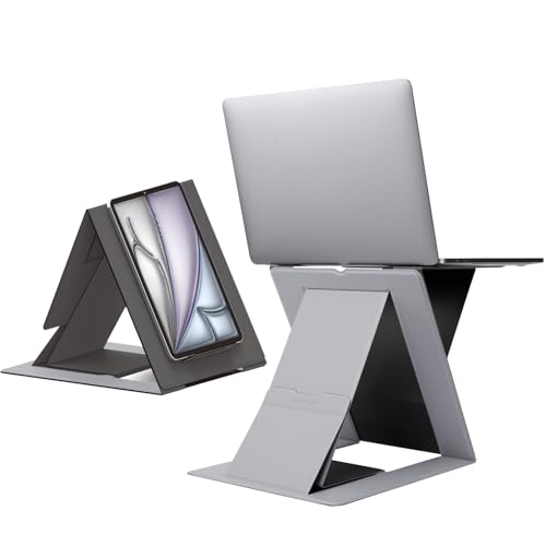 MOFT Folding Laptop Stand Lap Desk, Portable & Mini Computer Stand Laptop Desk for Travel and Home Office, Ergonomic Design with Adjustable Viewing Angles, Lightweight Computer Cooling Riser, Gray