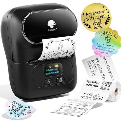 Phomemo Label Printer - M110 Thermal Label Printer, Upgraded Bluetooth Portable Label Maker for Product, Address, Small Business, Sticker, Home, DIY for Phone/Tablet/PC/Mac, with 100 Labels, Baby Pink
