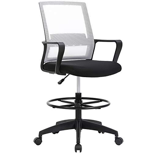 Drafting Chair Tall Office Chair (White)