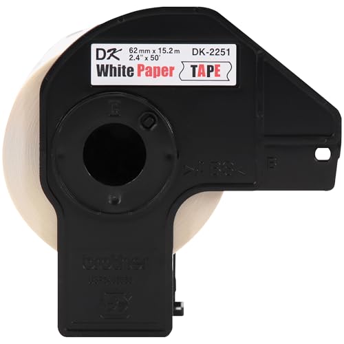 Brother Genuine DK-225124PK Continuous Length Replacement Labels, Black/Red Label on White Paper Tape, Engineered with Excellence, 2.4 x 50 feet, (24) Rolls per Box (DK225124PK)