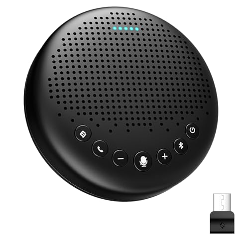 EMEET Conference Speaker and Microphone Luna 360 Voice Pickup w/Noise Reduction/Mute/Indicator USB Bluetooth Speakerphone w/Dongle for 8 People Daisy Chain for 16 Compatible with Leading Software