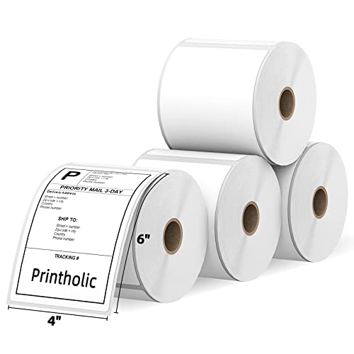 Printholic 4" x 6" Direct Thermal Shipping Label (4 Rolls)