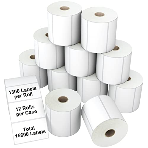 3-Proof 2"x1" Direct Thermal Barcode Labels Rolls for Zebra LP2824 ZD411 ZD410 ZD421 ZD420 GK420D, 12 Rolls 15600 Pcs Waterproof Return Address Label Used with Rollo MUNBYN Desktop Printer