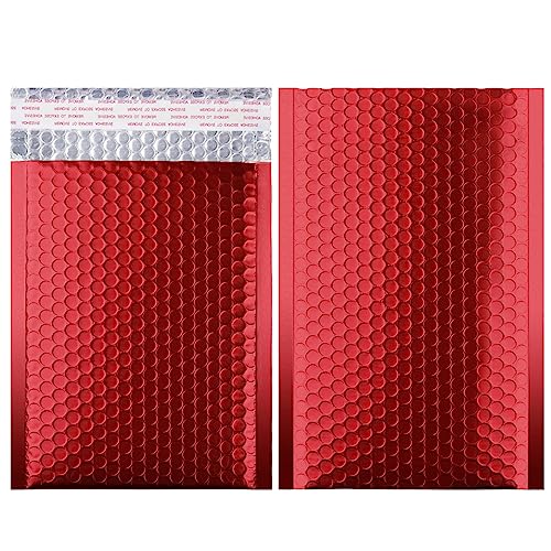 Metallic Matte Red Bubble Mailers 10.5x16"