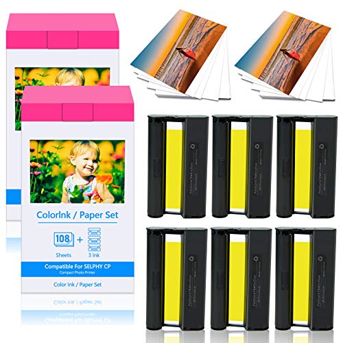 KCMYTONER Canon Selphy KP-108IN Ink & Paper Set