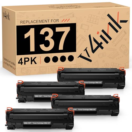 v4ink 4PK Compatible CRG137 Toner Cartridge Replacement for Canon 137 Black Toner Cartridge for Canon D570 MF232W MF236N MF242DW MF212W MF216N MF244DW LBP151DW MF210 MF220 MF230 MF240 Printer
