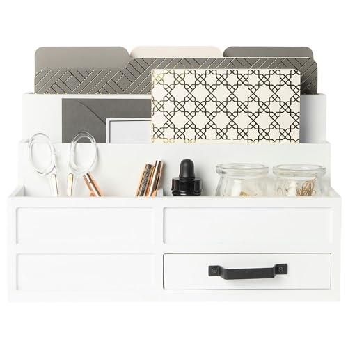 BLU MONACO White Desktop Organizer with Drawer