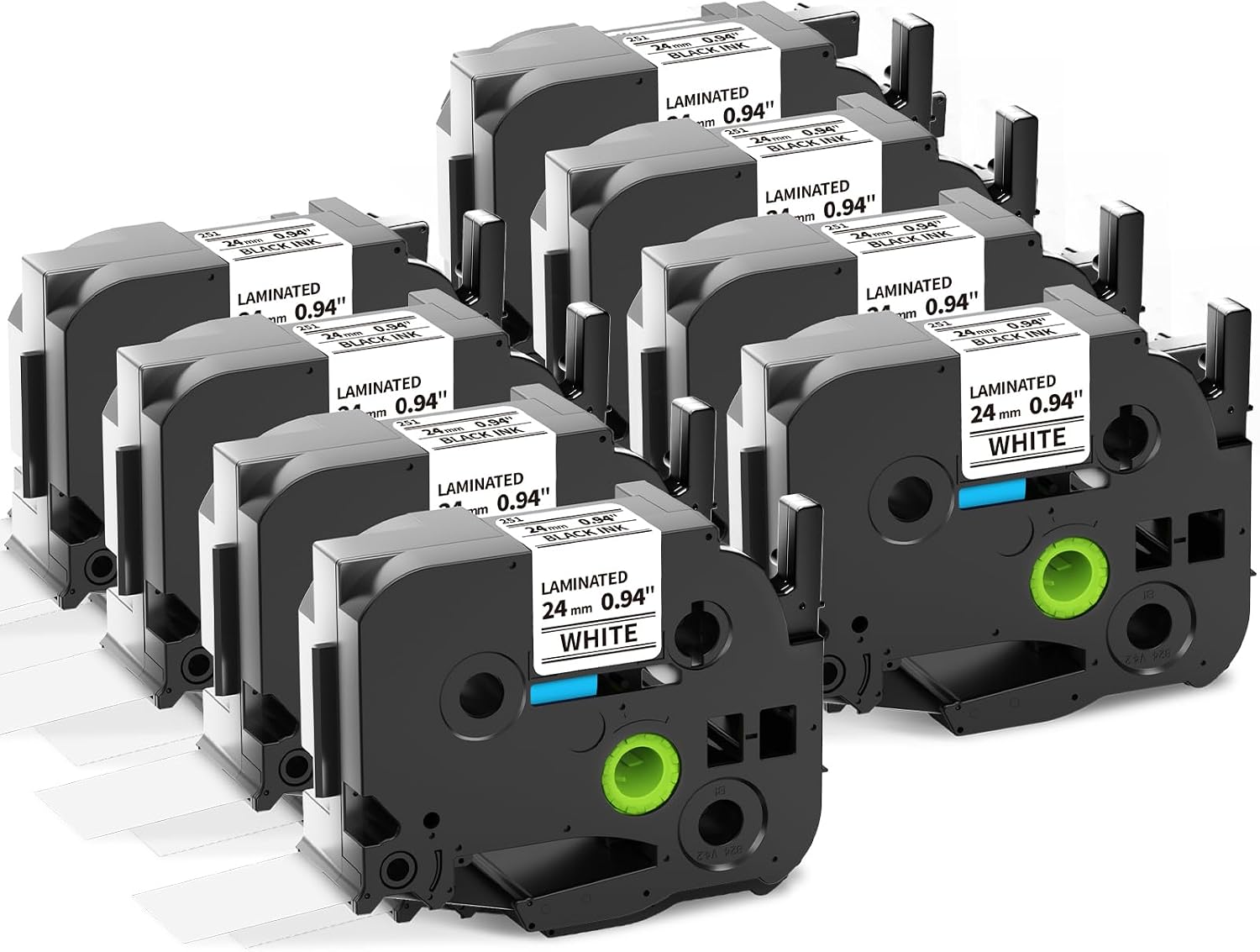 Labelife 8 Pack 24mm Label Tape TZe-251 Replacement for Brother P touch TZe TZ Tape 24mm 0.94 Laminated White TZe251 for Brother PTouch PT-D600 PT-D610BT PT-P710BT PT-P750W PT-P700 Label Maker, 1 Inch