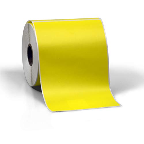 4" X 6" Direct Thermal Perforated Stickers Labels for Shipping Labels, Inventory, and Color Coding - Compatible with Zebra, Rollo, Godex and More (Yellow, 6 Rolls)